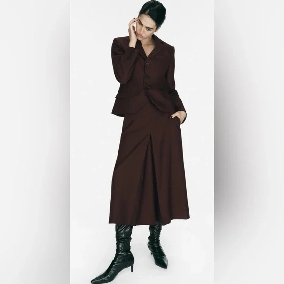 NWT Zara Pocket Blazer Eggplant Women Large - Picture 3 of 9